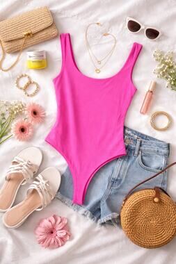 NWT Naked Wardrobe NW Tank Bodysuit Raspberry Pink Scoop Neck Women’s Size XS